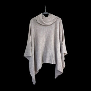 World Market Cream Cowl Neck Wool Blend Layering Knit Poncho, Women's One Size